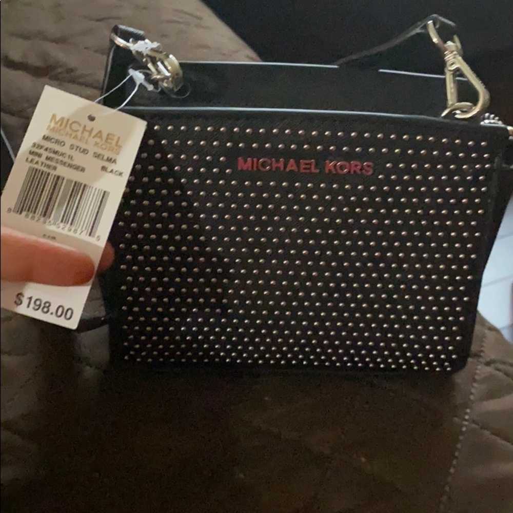 Michael Kors black side over the shoulder bag